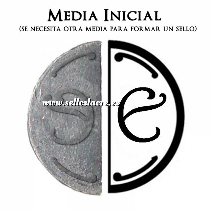 Imagen 2 Iniciales intercambiables Placa Media Inicial E para sello vacío de lacre (Últimas Unidades) 