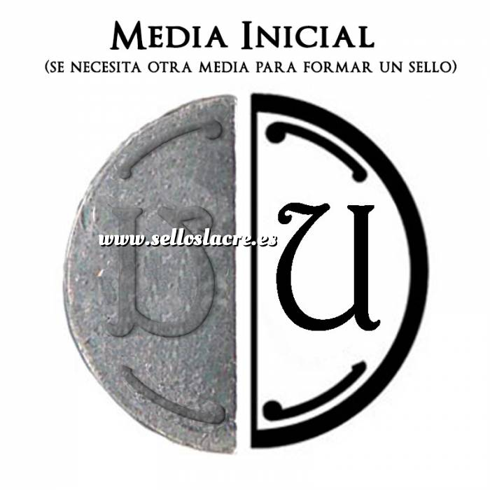 Imagen 2 Iniciales intercambiables Placa Media Inicial U para sello vacío de lacre (Últimas Unidades) 