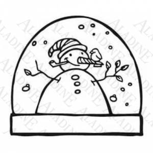 Diseños inmediatos - Sello de Caucho - Bola Navideña con un muñeco de nieve (01350) (Últimas Unidades) 